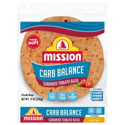 Mission Carb Balance Sundried Tomato Basil Tortilla Wraps, 8 Count