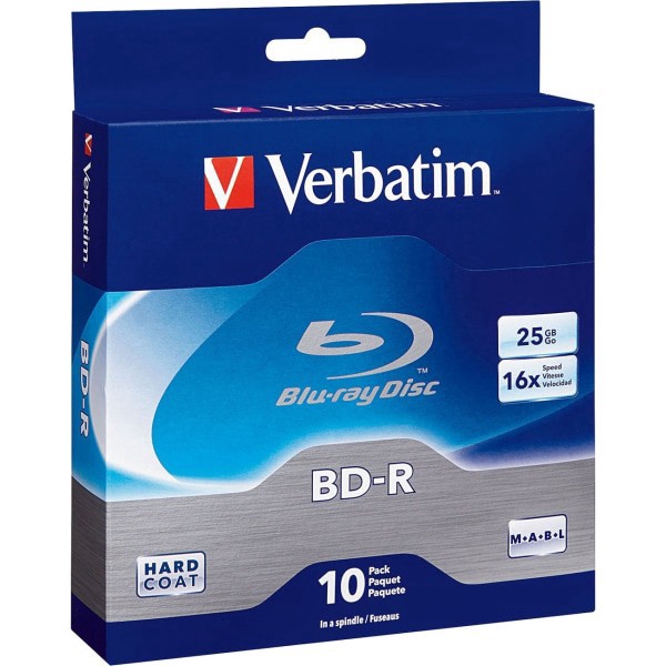 slide 3 of 4, Verbatim Bd-R 25Gb 16X Disc Spindle, Box Of 10, 10 ct