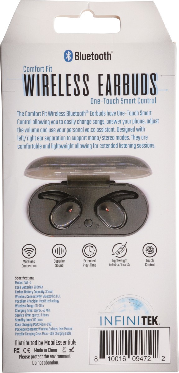 slide 10 of 10, Infinitek Bluetooth Comfort Fit Wireless Earbuds 1 ea, 1 ct