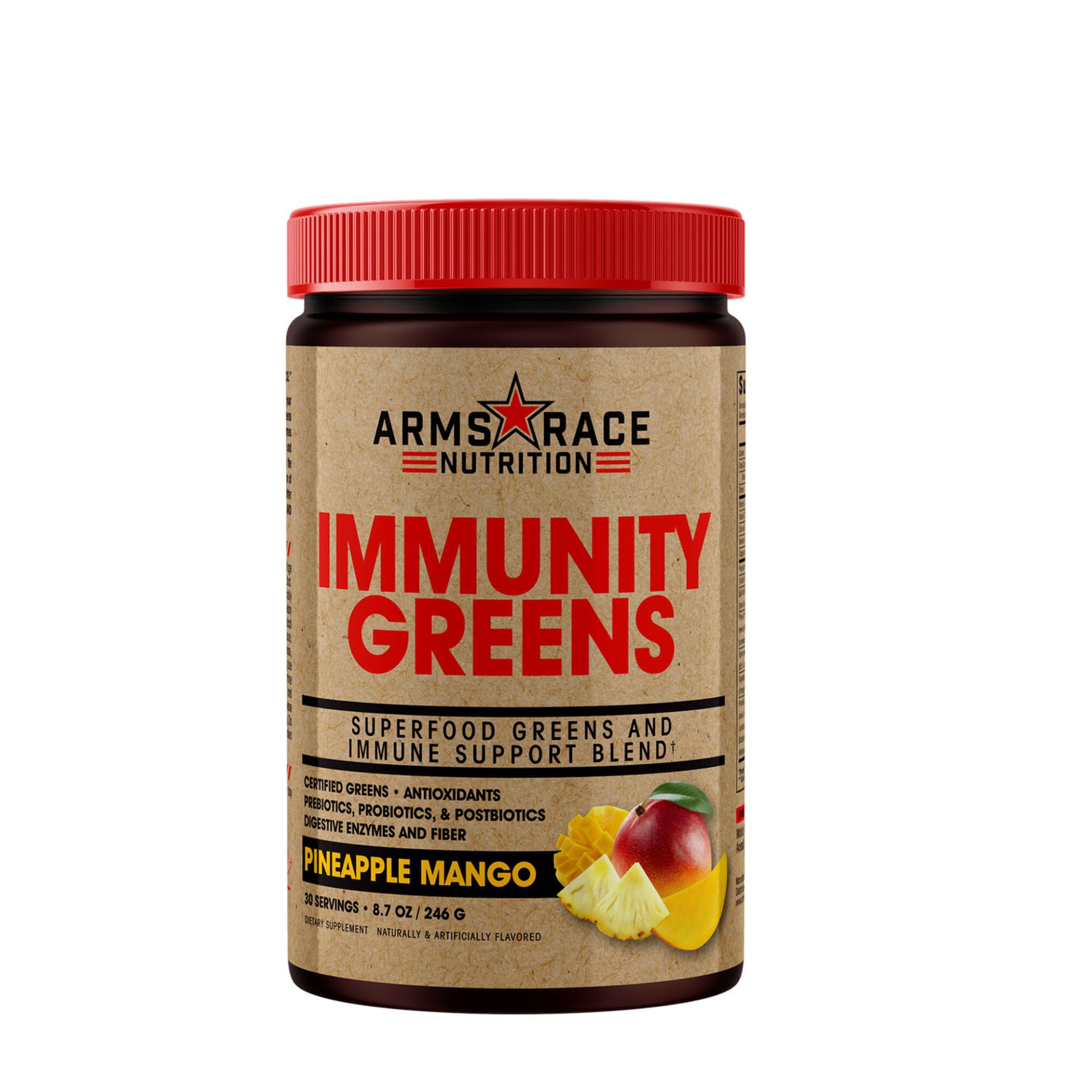 slide 1 of 1, Arms Race Nutrition Immunity Greens - Pineapple Mango, 1 ct