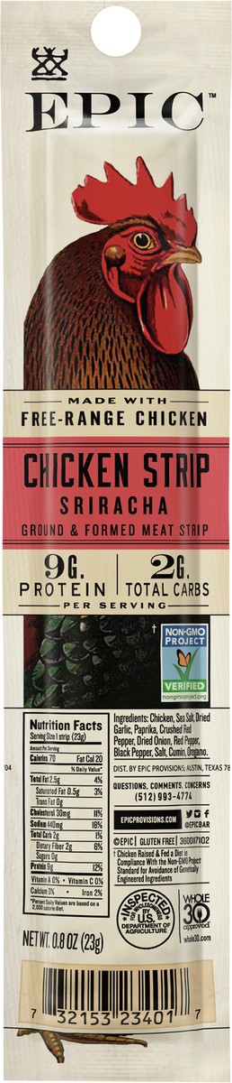 slide 2 of 14, EPIC Chicken Sriracha Snack Strip, Keto Friendly, Whole30 0.8oz, 0.8 oz