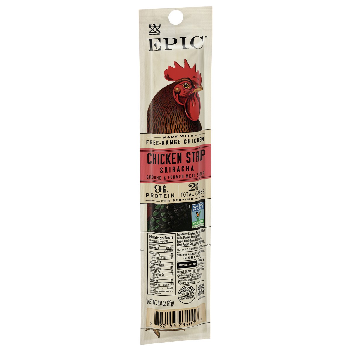 slide 12 of 14, EPIC Chicken Sriracha Snack Strip, Keto Friendly, Whole30 0.8oz, 0.8 oz