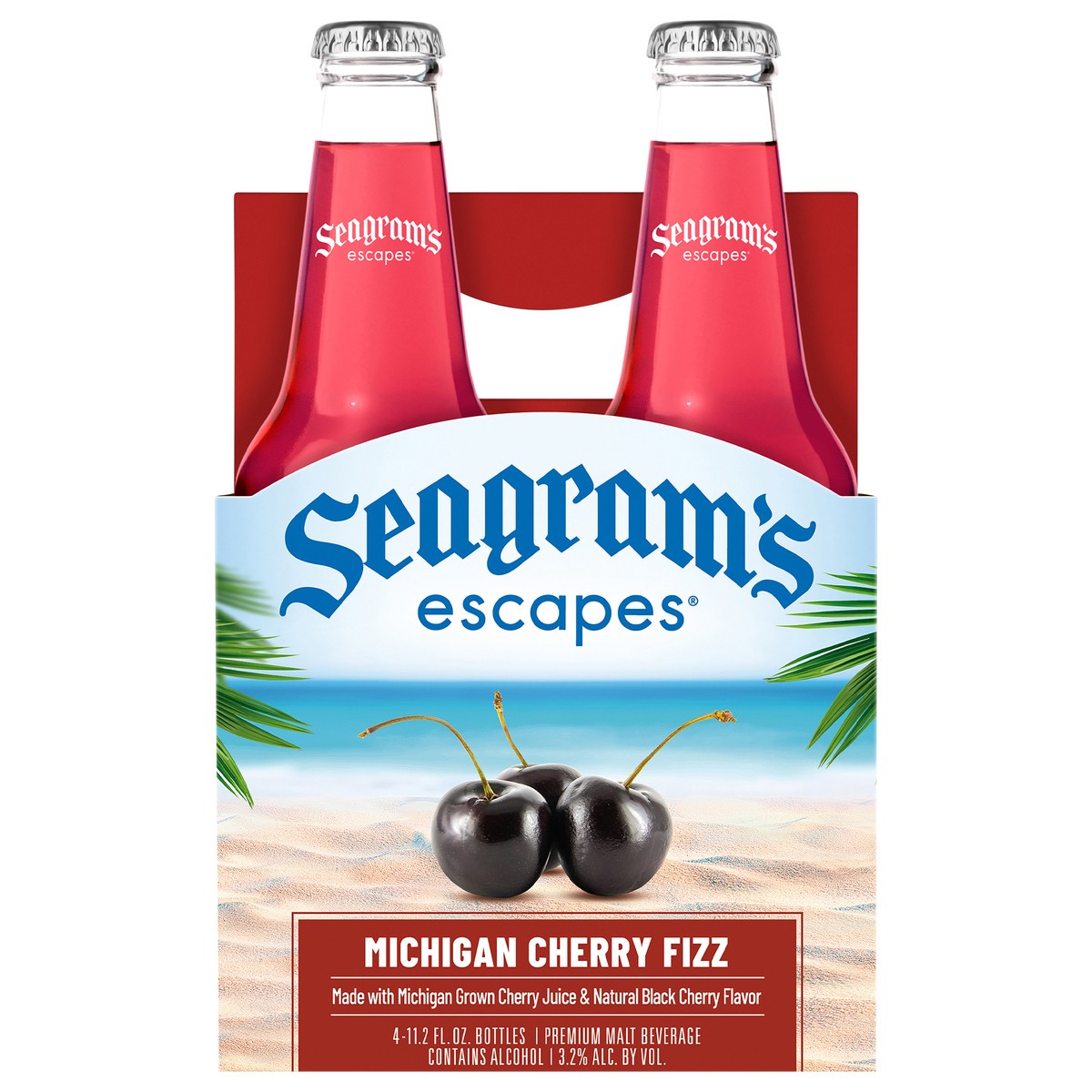 slide 1 of 9, Seagram's Black Cherry Fizz Malt Beverage 4 - 11.2 fl oz Bottles, 4 ct; 11 oz
