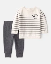 Carter's Baby Boy Sheep Long-Sleeve Tee & Pant Set - White/Grey - 24M