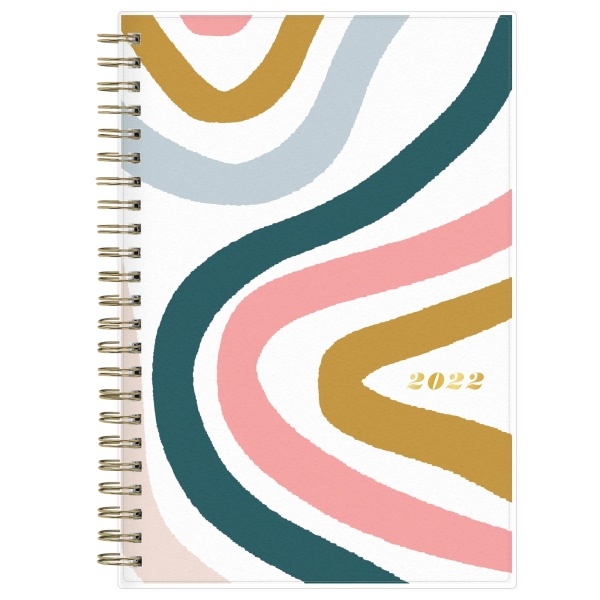 slide 1 of 5, Blue Sky Brit + Co Frosted Weekly/Monthly Planner, 5'' X 8'', Rainbow Swirls, January To December 2022, 136014, 1 ct