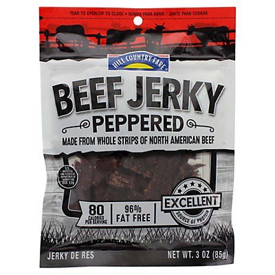 slide 1 of 1, Hill Country Fare Peppered Beef Jerky, 3 oz