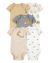Carter's 5-Pack Construction Short-Sleeve Cotton Bodysuits - NB
