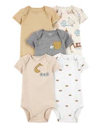 Carter's 5-Pack Construction Short-Sleeve Cotton Bodysuits - NB