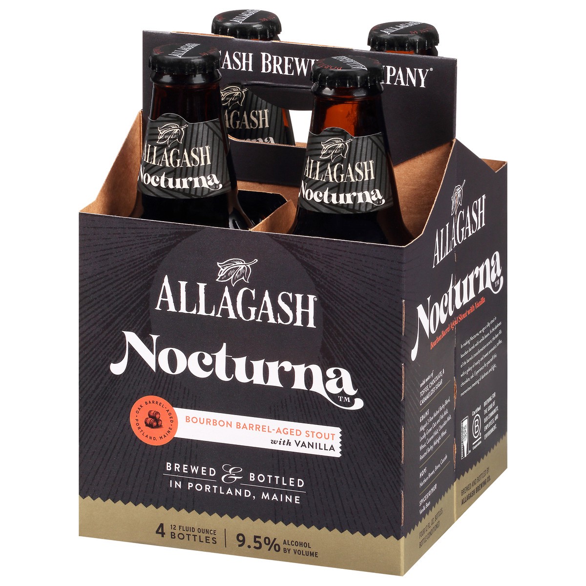 slide 5 of 12, Allagash Nocturna Bourbon Barrel-Aged Stout with Vanilla 12oz 4 Pack Bottles, 48 oz