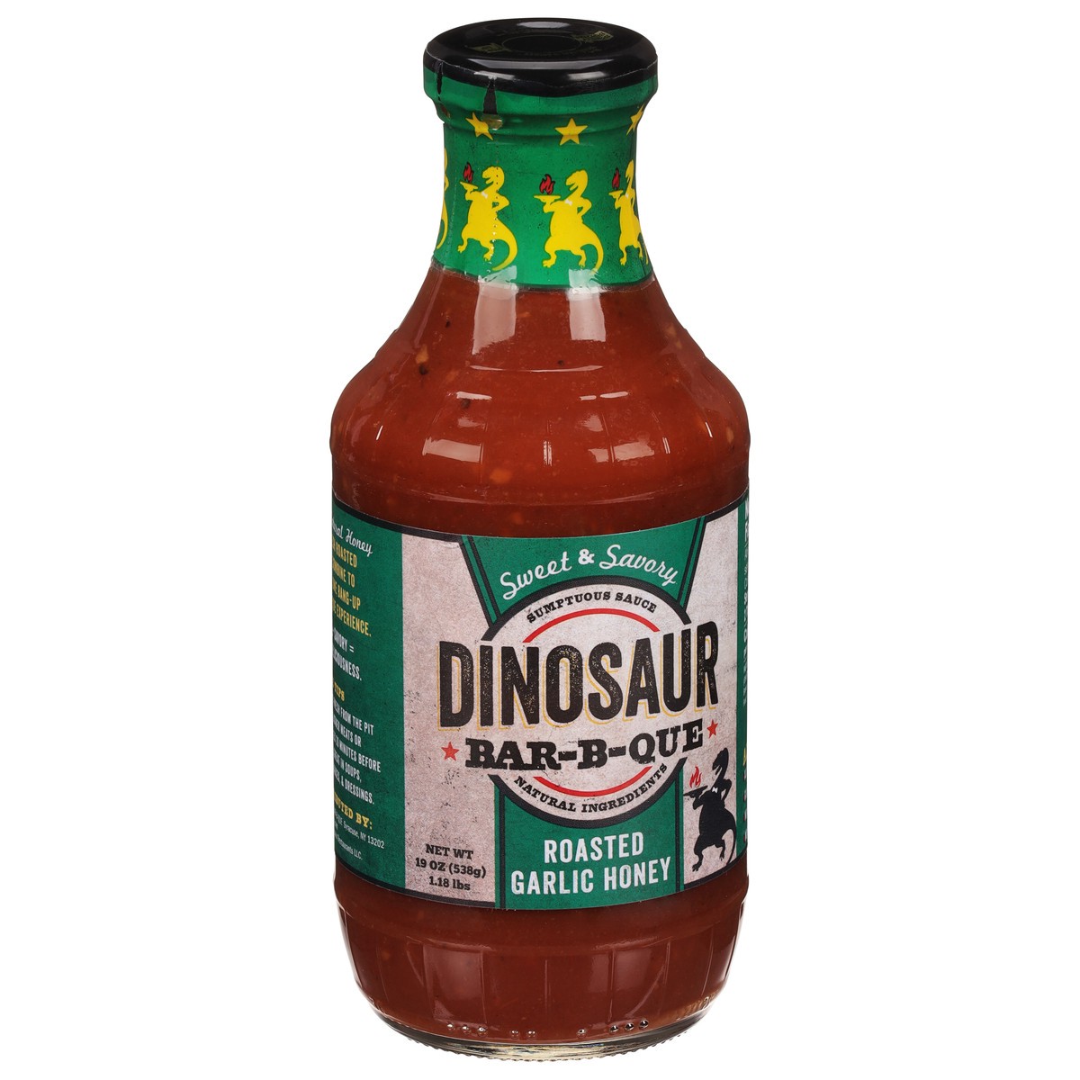 slide 5 of 9, Dinosaur Bar-B-Que Roasted Garlic Honey Sauce 19 oz, 19 oz