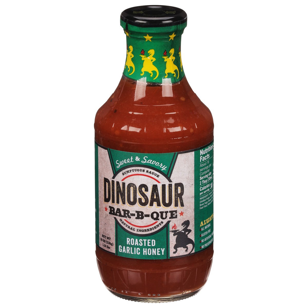 slide 4 of 9, Dinosaur Bar-B-Que Roasted Garlic Honey Sauce 19 oz, 19 oz