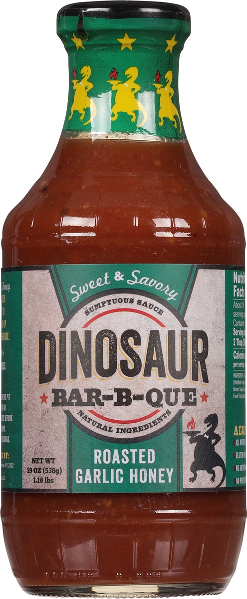 slide 6 of 9, Dinosaur Bar-B-Que Roasted Garlic Honey Sauce 19 oz, 19 oz