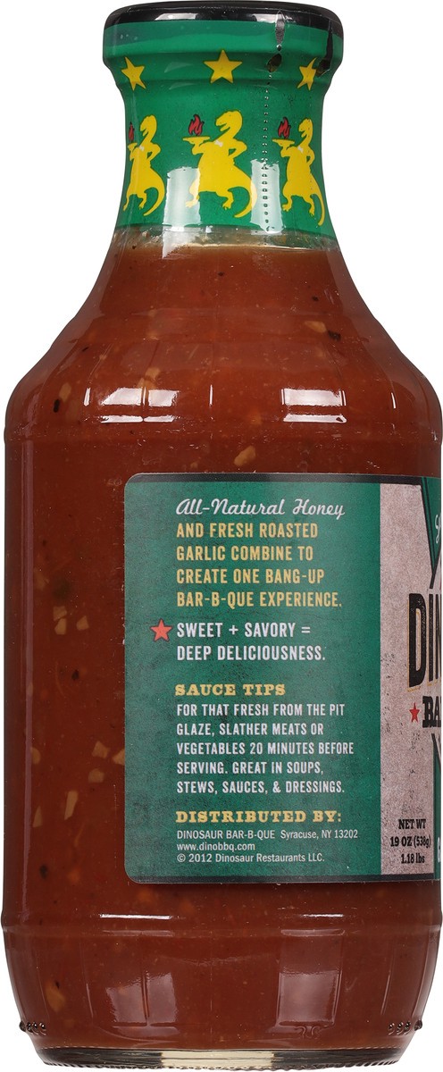 slide 2 of 9, Dinosaur Bar-B-Que Roasted Garlic Honey Sauce 19 oz, 19 oz