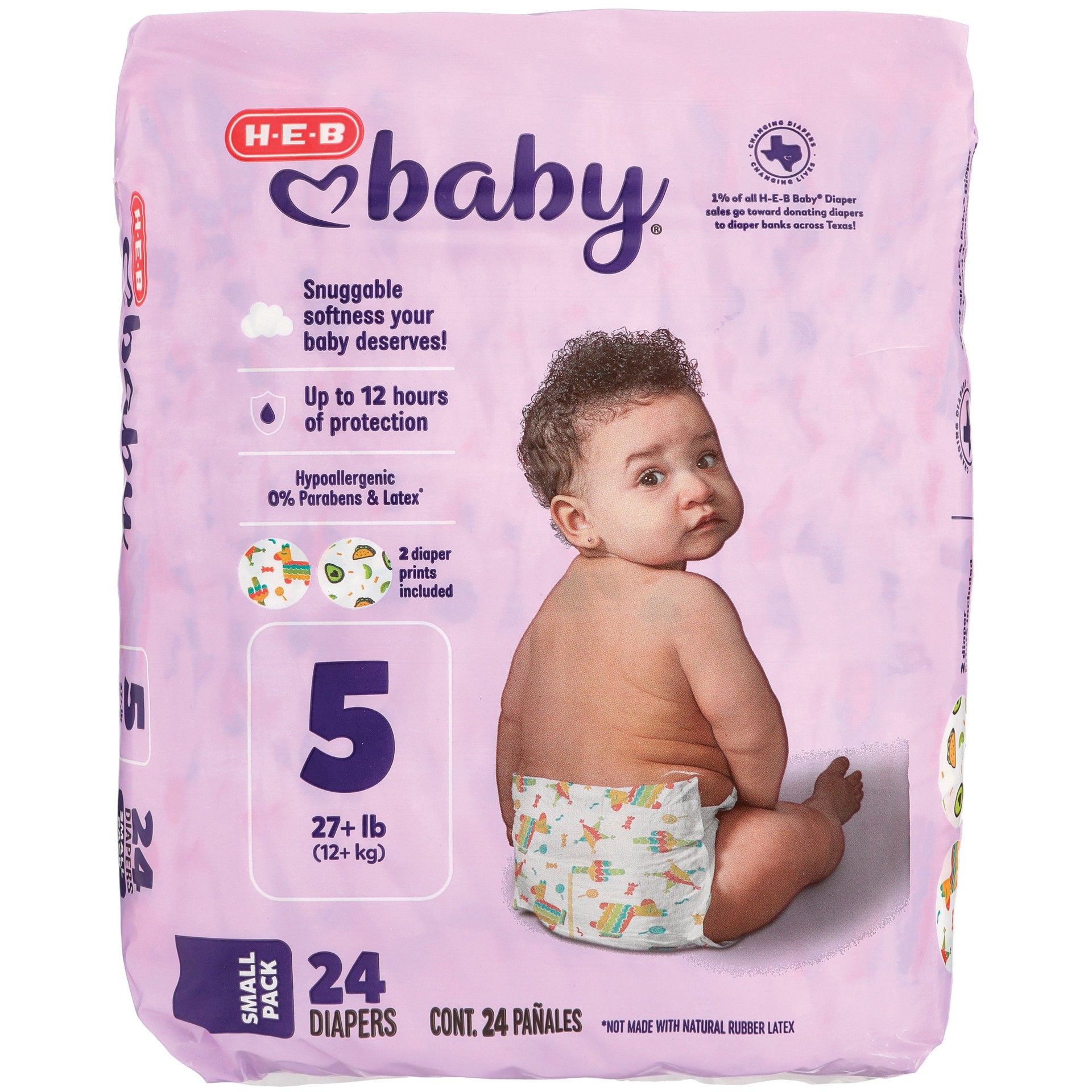 slide 1 of 1, H-E-B Baby Small Pack Diapers - Size 5, 24 ct