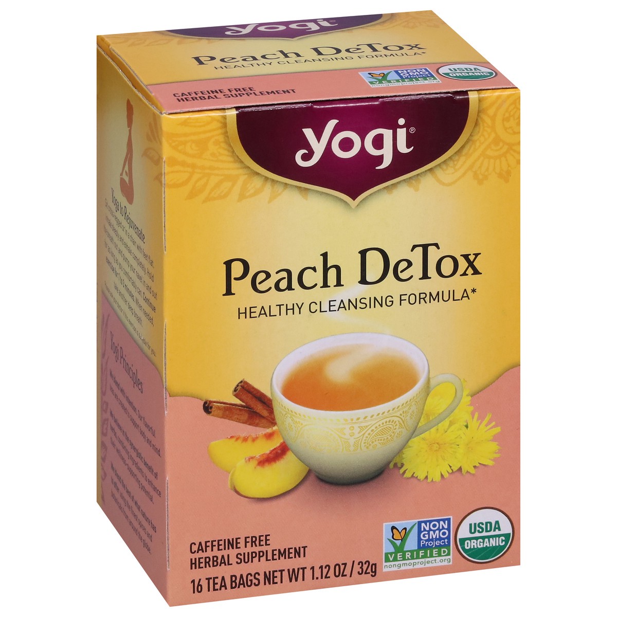 slide 6 of 9, Yogi Caffeine Free Peach DeTox Tea Bags 16 Tea Bags, 16 ct