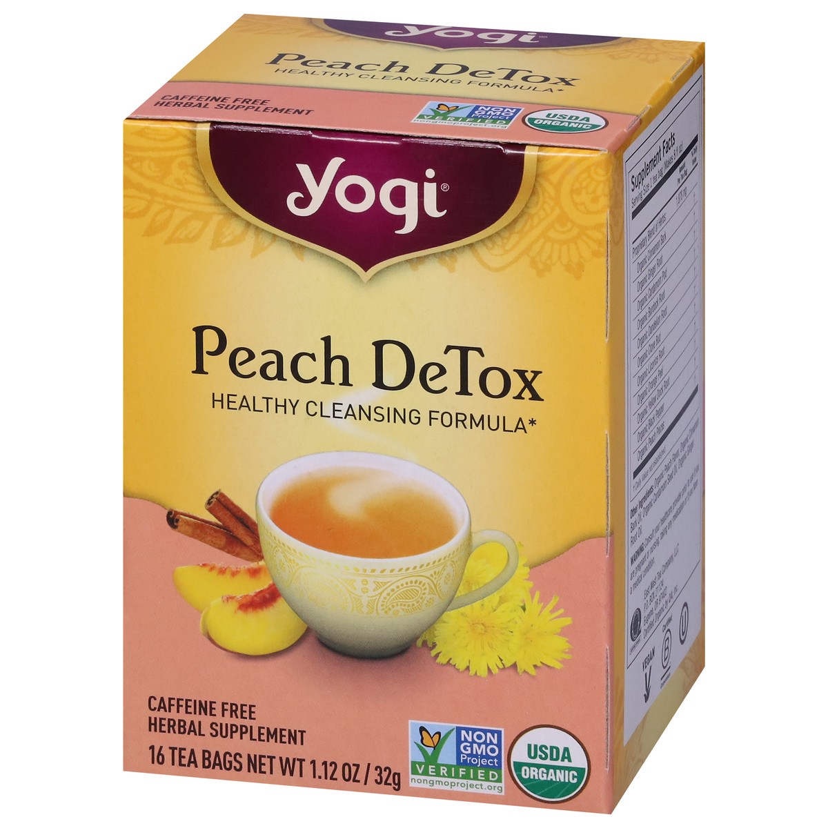slide 3 of 9, Yogi Caffeine Free Peach DeTox Tea Bags 16 Tea Bags, 16 ct