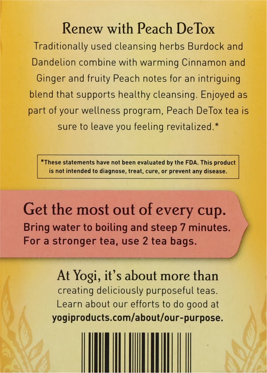 slide 2 of 9, Yogi Caffeine Free Peach DeTox Tea Bags 16 Tea Bags, 16 ct