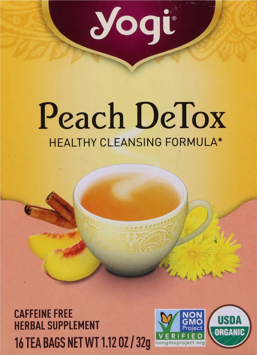 slide 4 of 9, Yogi Caffeine Free Peach DeTox Tea Bags 16 Tea Bags, 16 ct