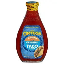 Ortega Original Thick and Smooth Medium Taco Sauce, Kosher, 16 OZ Glass Bottle