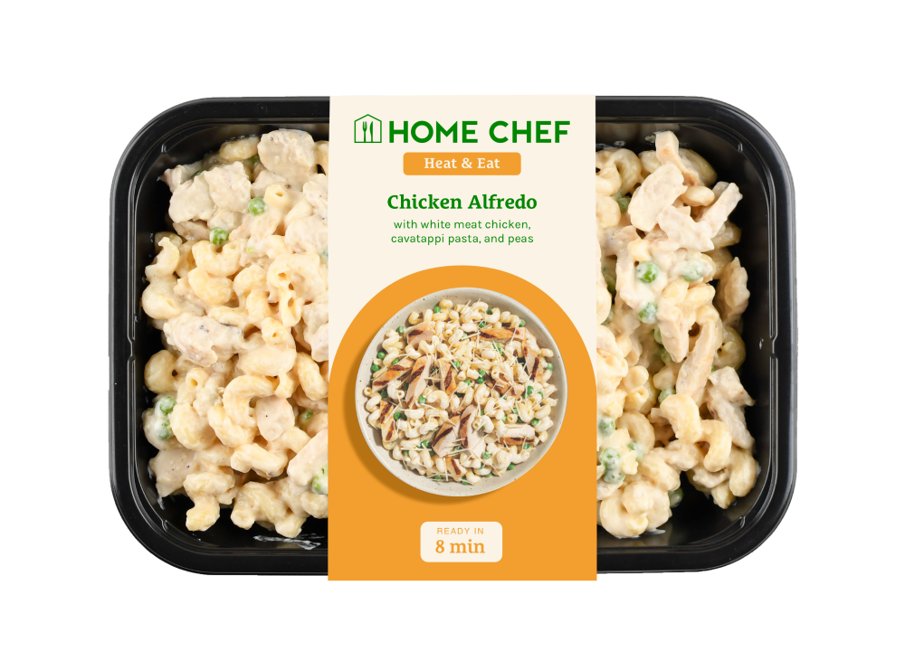 slide 2 of 2, Home Chef Heat And Eat Chicken Alfredo With Cavatappi Pasta And Peas, 44 oz