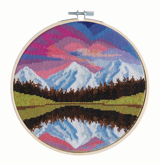 slide 1 of 5, 8" Colored Sky Cross Stitch Kit By Loops & Threads, 8 in