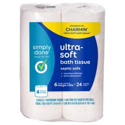 Simply Done 2-Ply Ultra-Soft Bath Tissue Mega Rolls, 6 ct