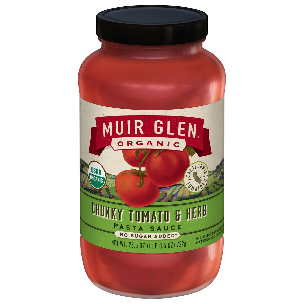 slide 1 of 11, Muir Glen Fat Free Chunky Pasta Sauce Tom Herb, 25.5 oz