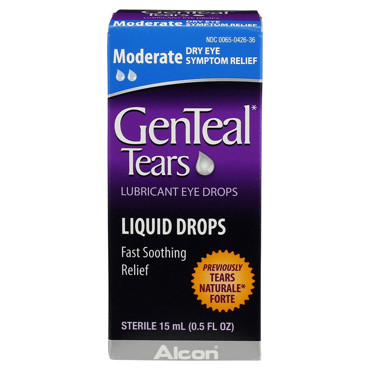 slide 1 of 5, GenTeal Tears Lubricant Eye Drops Liquid Drops Moderate, 15 ml