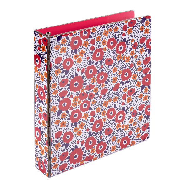 slide 1 of 1, Office Depot Brand Fashion Binder, 1'' Rings, 100% Recycled, Little Flowers, 1 in