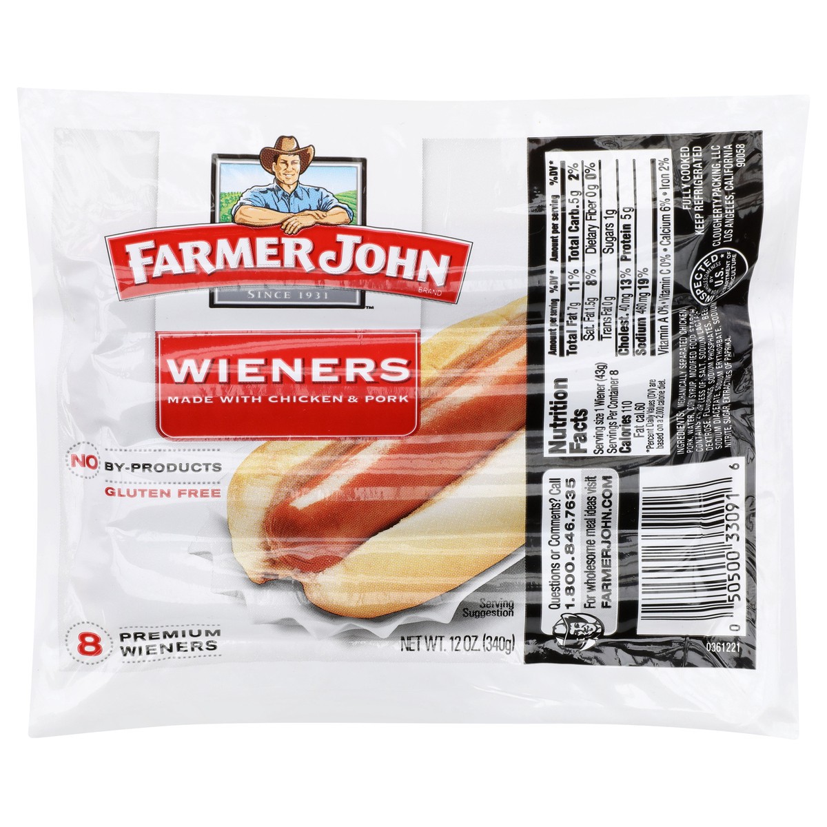 slide 1 of 9, Farmer John Meat Wieners, 12 oz