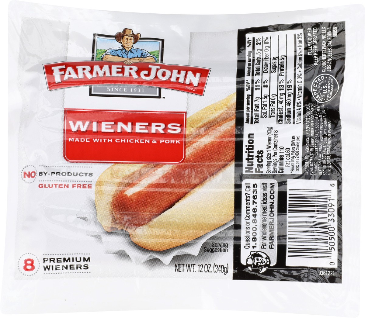 slide 6 of 9, Farmer John Meat Wieners, 12 oz