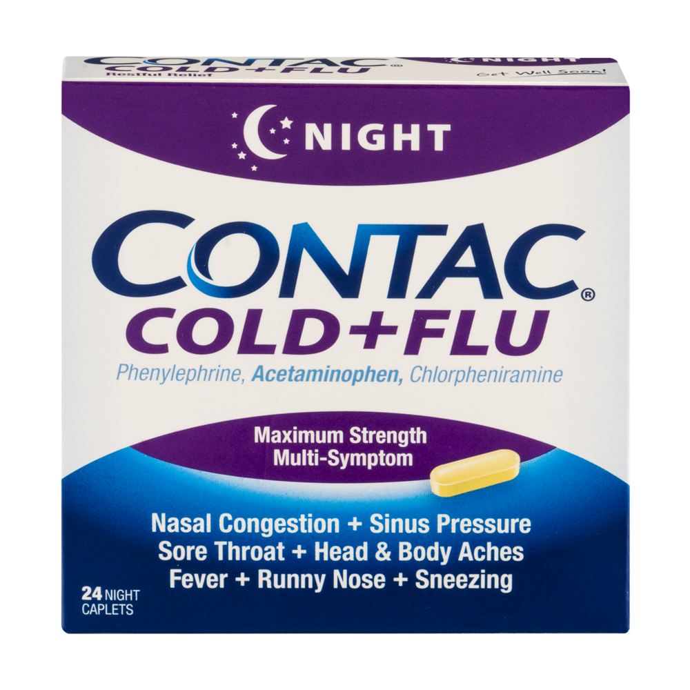 slide 1 of 1, Contac Night Cold/Plus, 24 ct