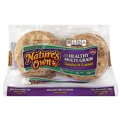 slide 1 of 1, Nature's Own Healthy Multi-Grain Sandwich Rounds, 12 oz