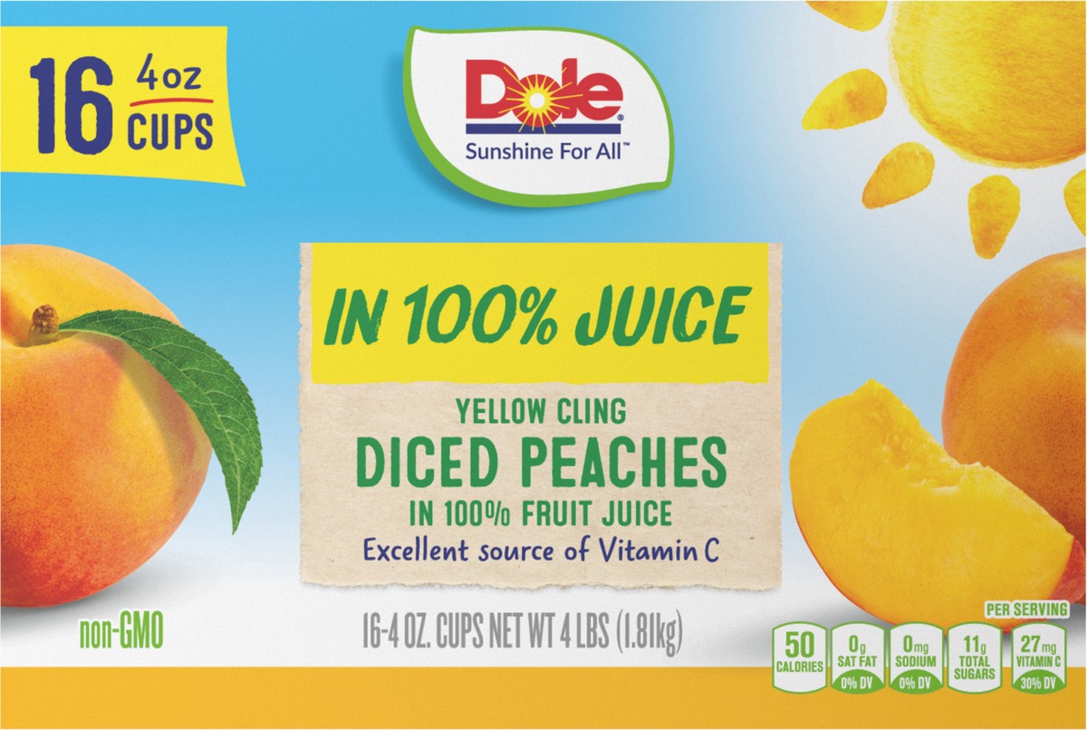 slide 4 of 9, Dole Diced Peaches, 16 ct