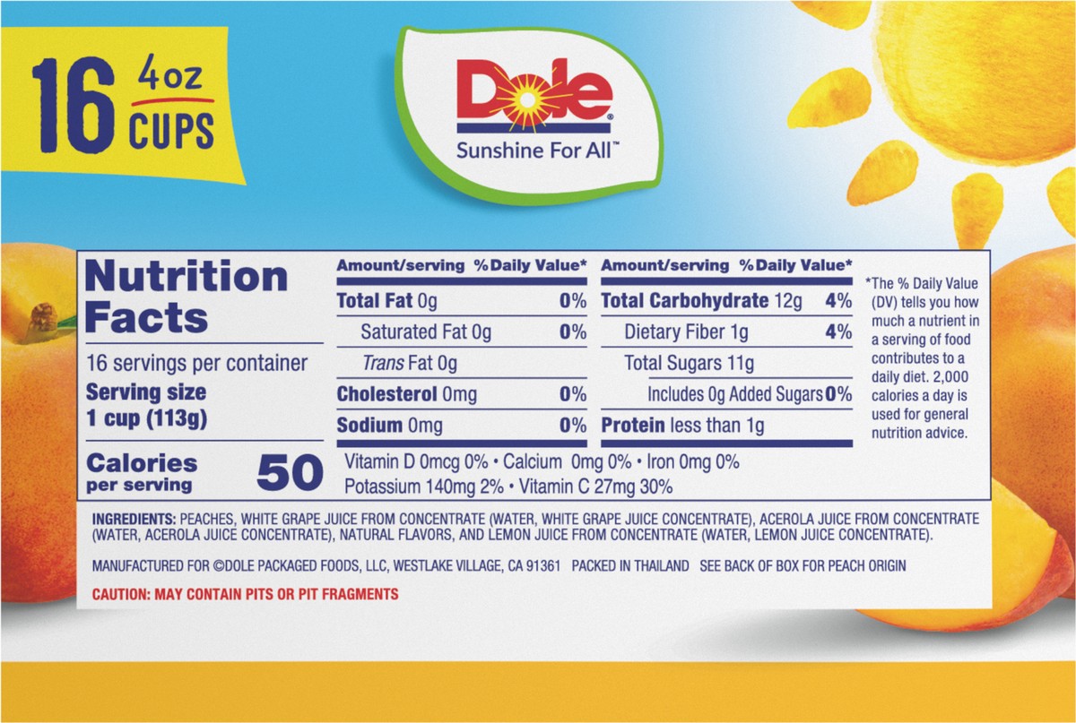 slide 7 of 9, Dole Diced Peaches, 16 ct