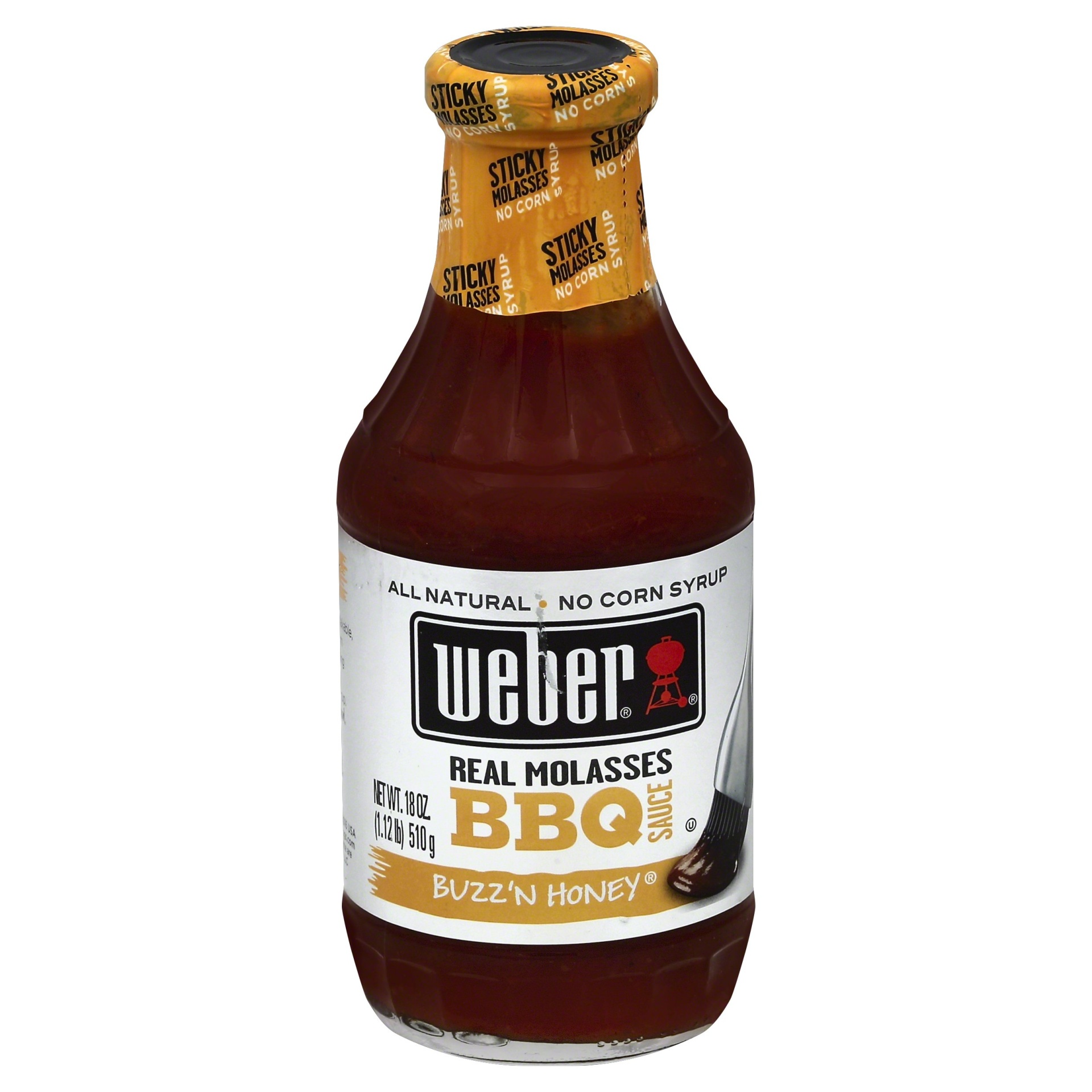 slide 1 of 1, Weber Sweet & Thick Honey BBQ Sauce, 18 oz