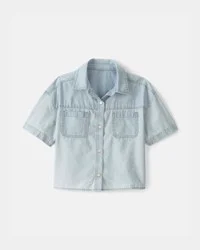 Oshkosh Girls Chambray Short-Sleeve Top - Blue - Size 4
