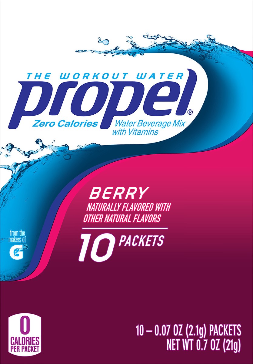 slide 2 of 8, Propel Zero Calories Berry Water Beverage Mix 10 ea, 10 ct