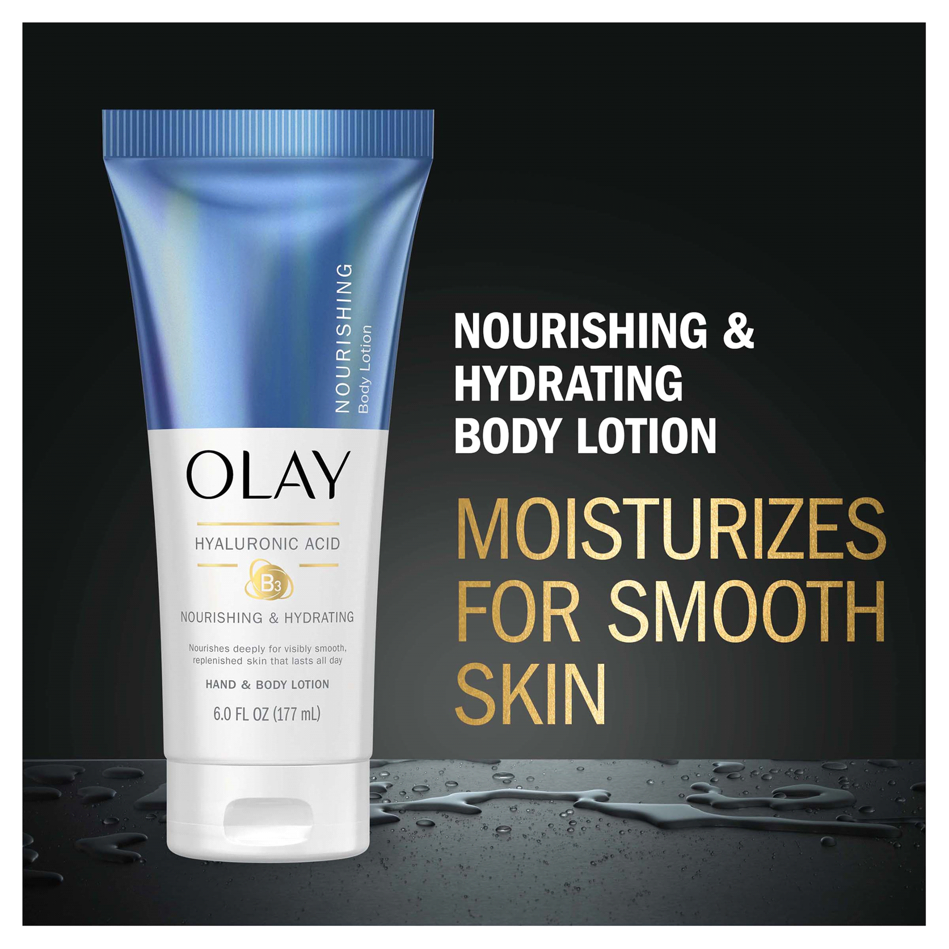 slide 13 of 25, Olay Nourishing & Hydrating Hand and Body Lotion with Hyaluronic Acid, 6 fl oz