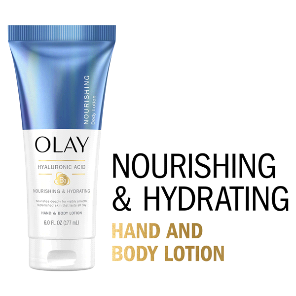 slide 4 of 25, Olay Nourishing & Hydrating Hand and Body Lotion with Hyaluronic Acid, 6 fl oz