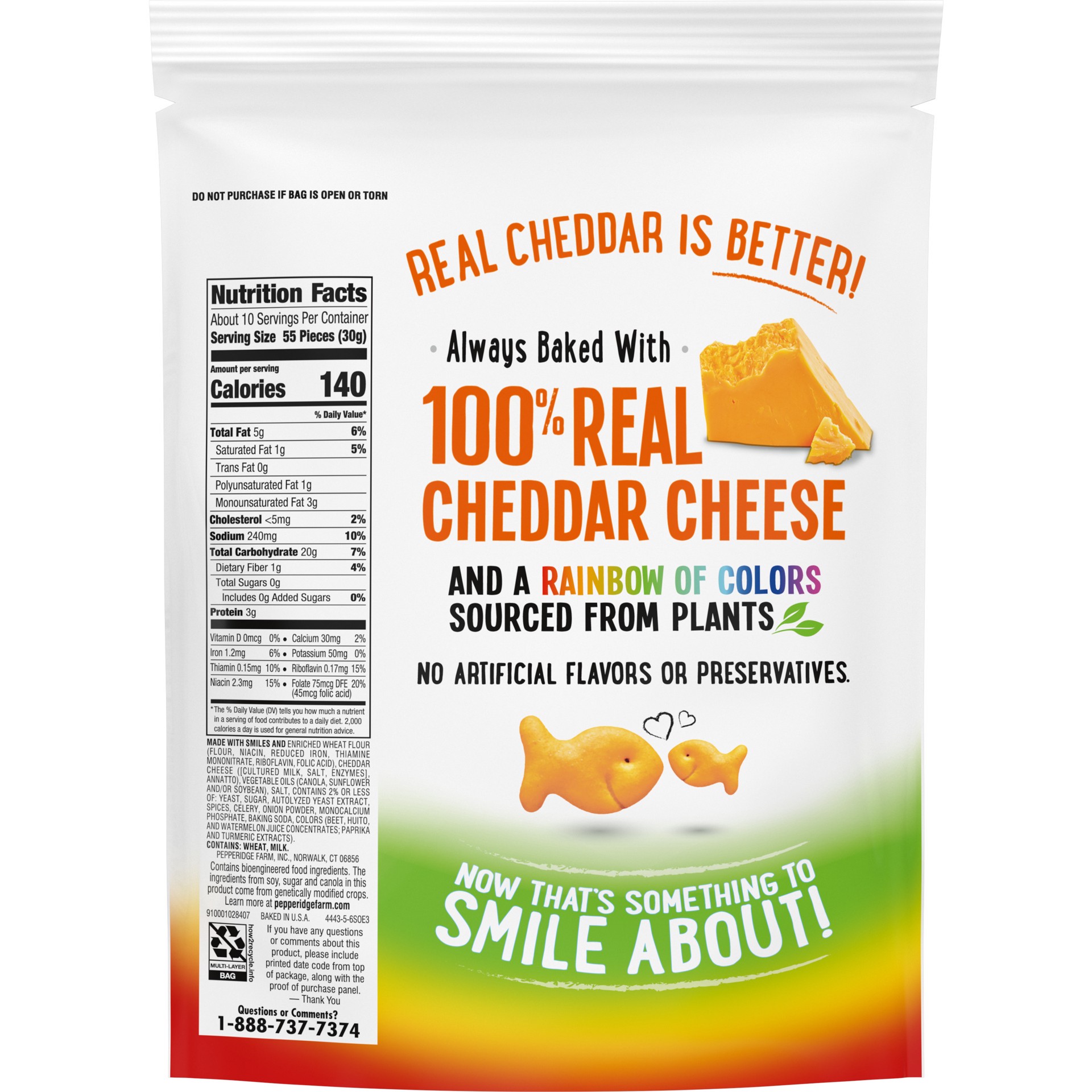 slide 4 of 5, Goldfish Pepperidge Farm Goldfish Colors Cheddar Crackers Re-sealable Bag, 11 oz