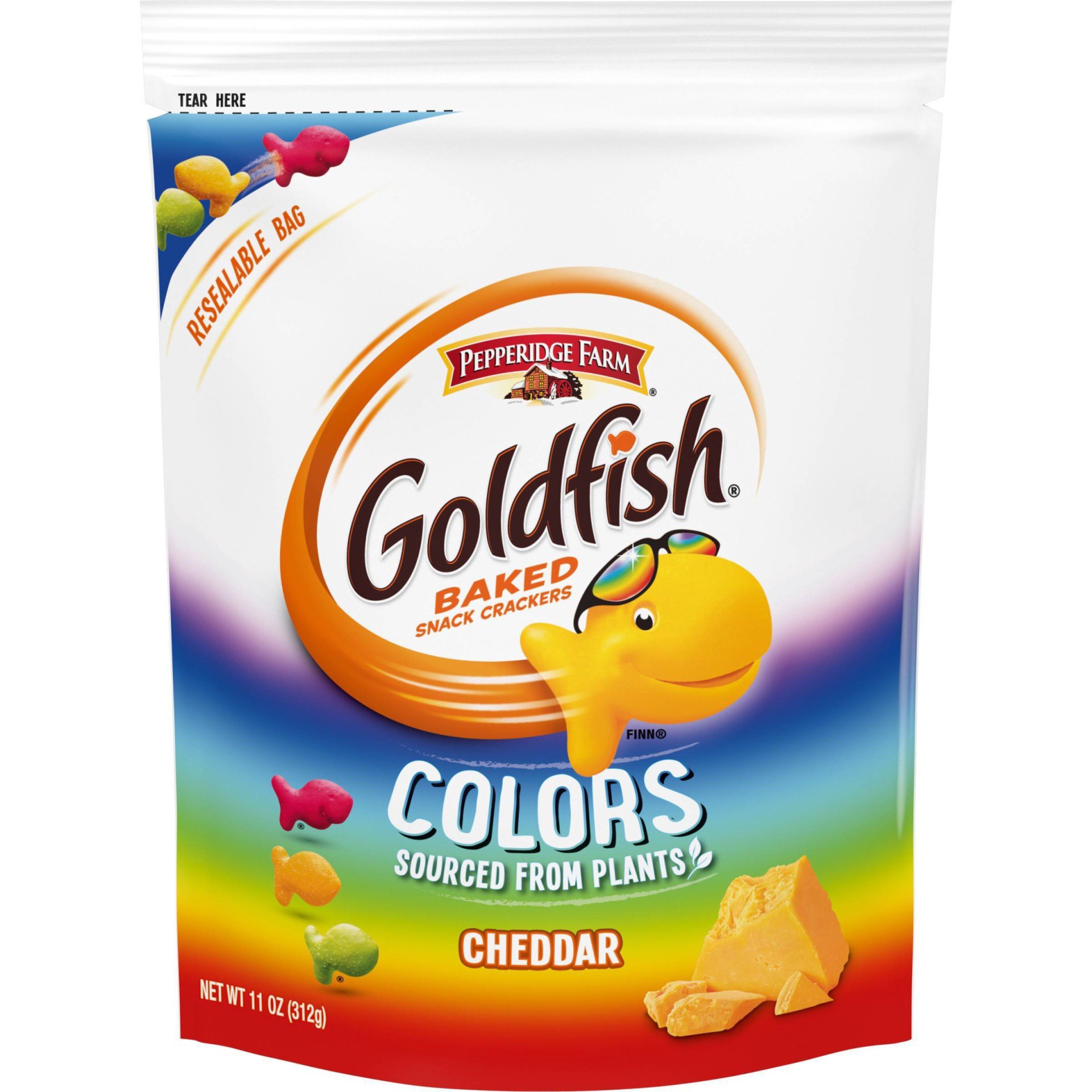 slide 1 of 5, Goldfish Pepperidge Farm Goldfish Colors Cheddar Crackers Re-sealable Bag, 11 oz