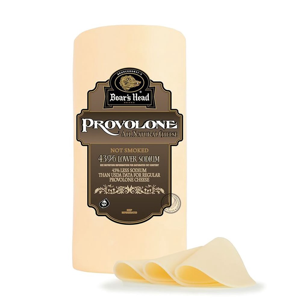 slide 1 of 6, Boar's Head 43% Lower Sodium Provolone Cheese - White, 1 lb