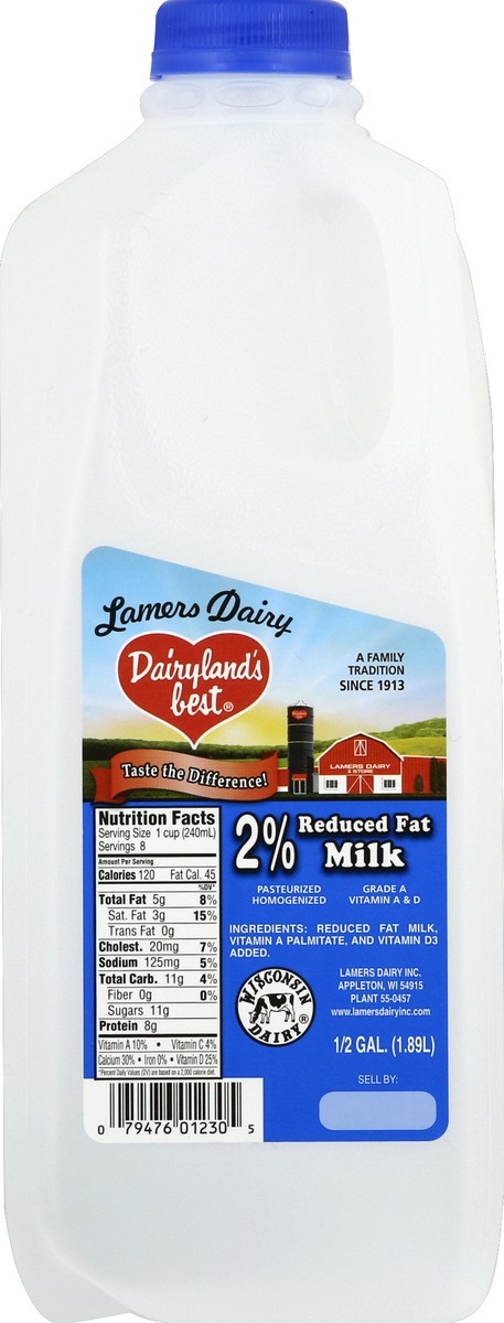 slide 1 of 6, Dairylands Best Milk, 2% Reduced Fat, 1/2 gal