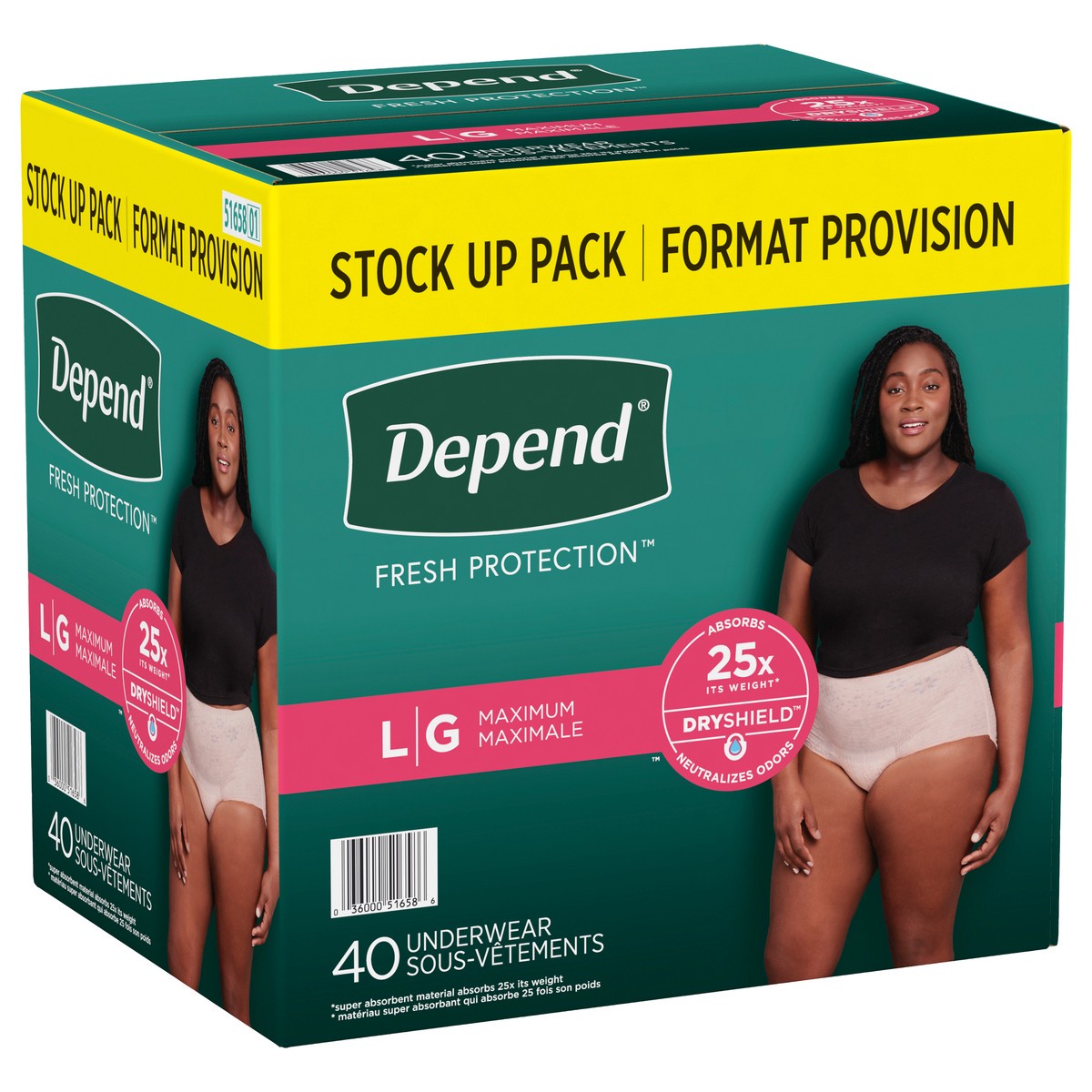 slide 4 of 9, Depend Fresh Protection Adult Incontinence & Postpartum Bladder Leak Underwear for Women, Disposable, Maximum, Large, Blush, 40 Count, 40 ct