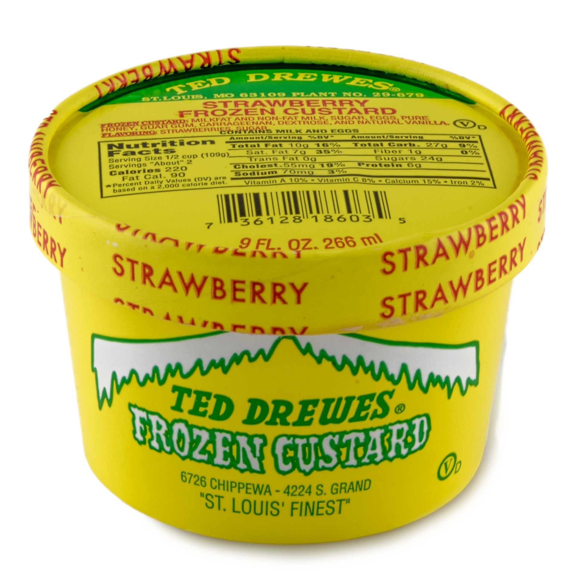 slide 1 of 1, Ted Drewes Strawberry Frozen Custard Cup, 9 oz