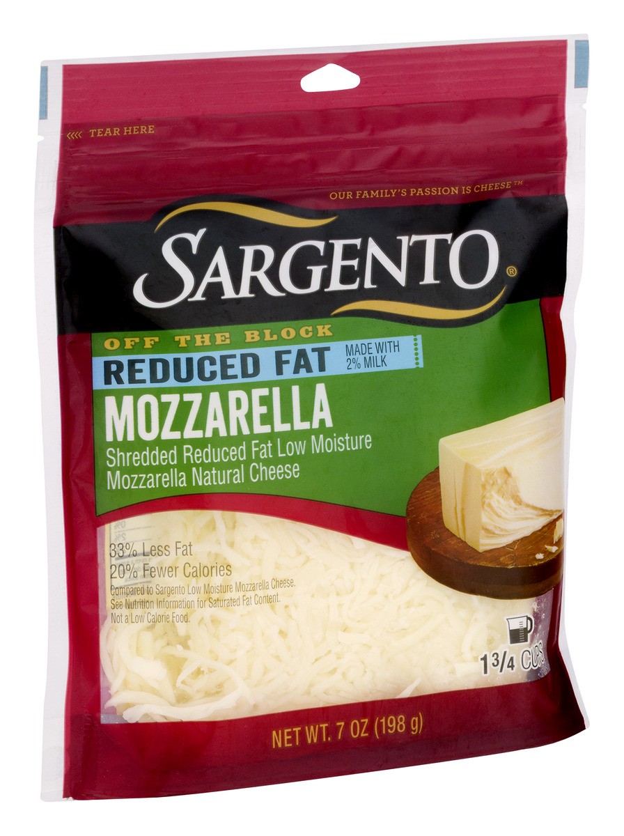 slide 7 of 9, Sargento Shredded Reduced Fat Mozzarella Natural Cheese, 7 oz., 7 oz