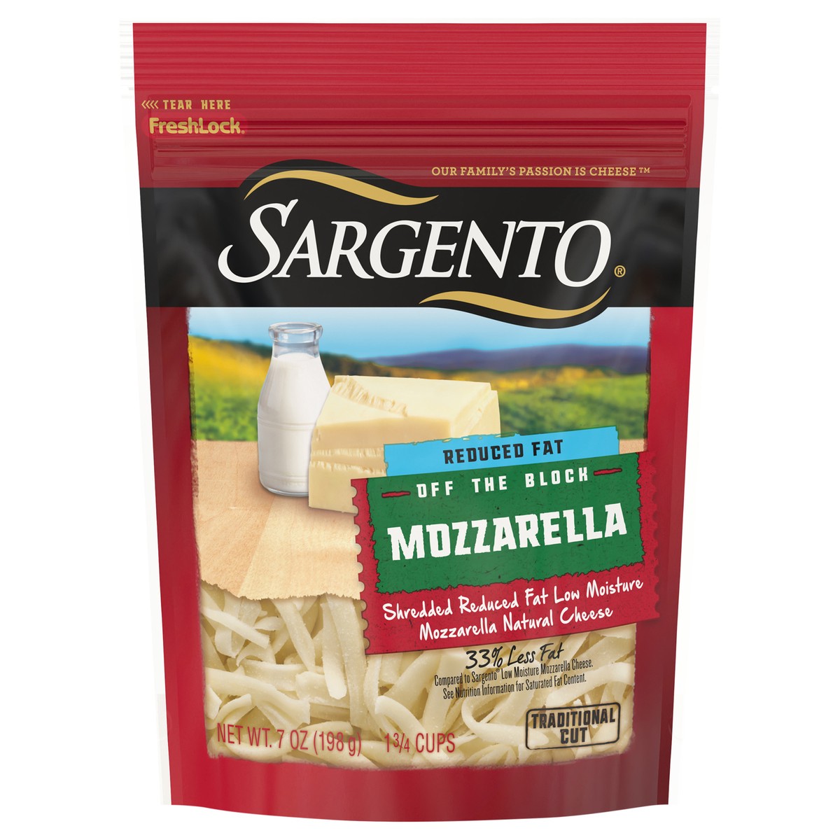 slide 1 of 9, Sargento Shredded Reduced Fat Mozzarella Natural Cheese, 7 oz., 7 oz