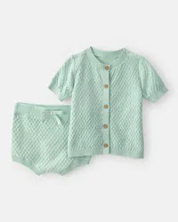Carter's Baby Girl 2-Piece Crochet Top & Short Set - Green, 24M