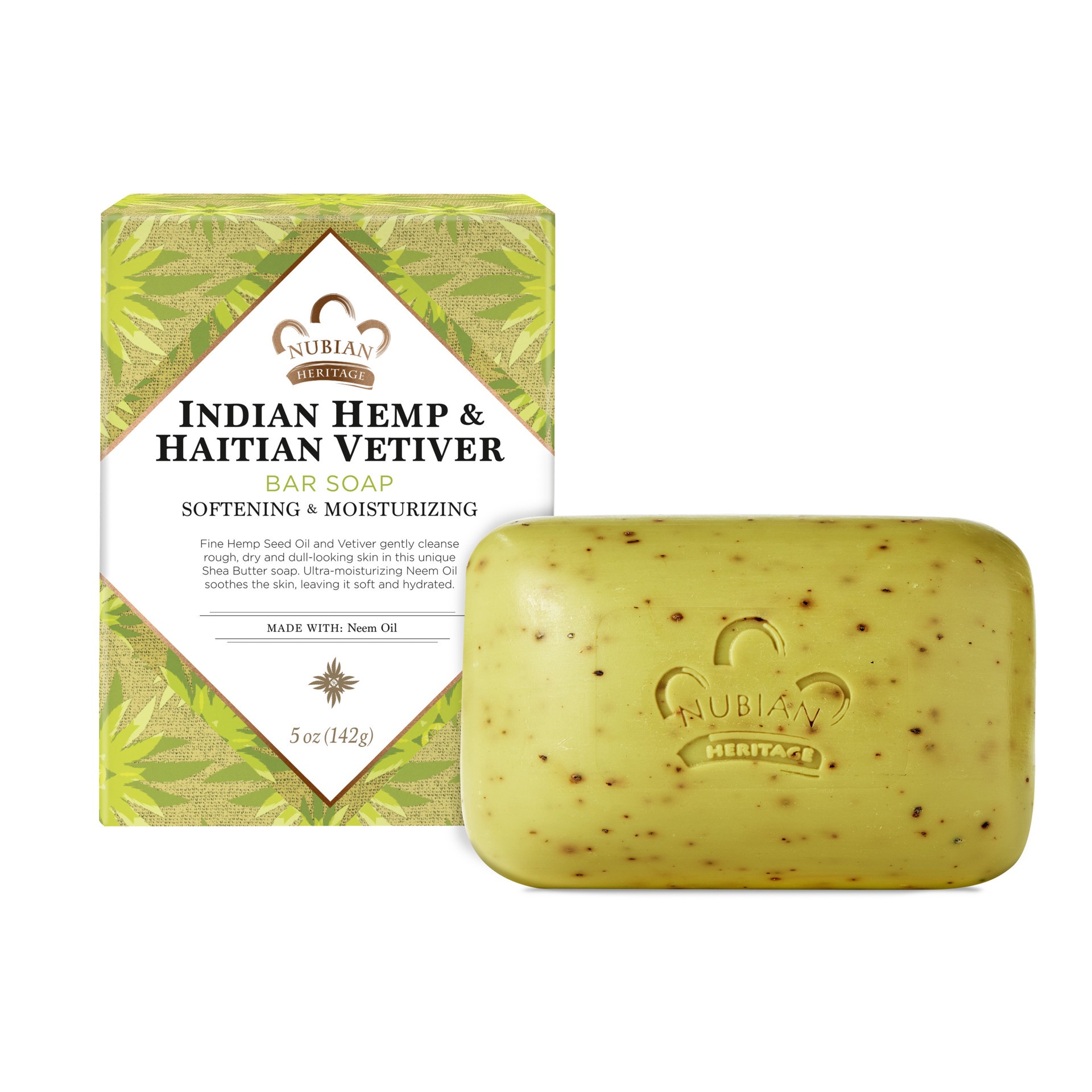 slide 1 of 3, Nubian Heritage Indian Hemp & Haitian Vetiver Bar Soap, 5 oz